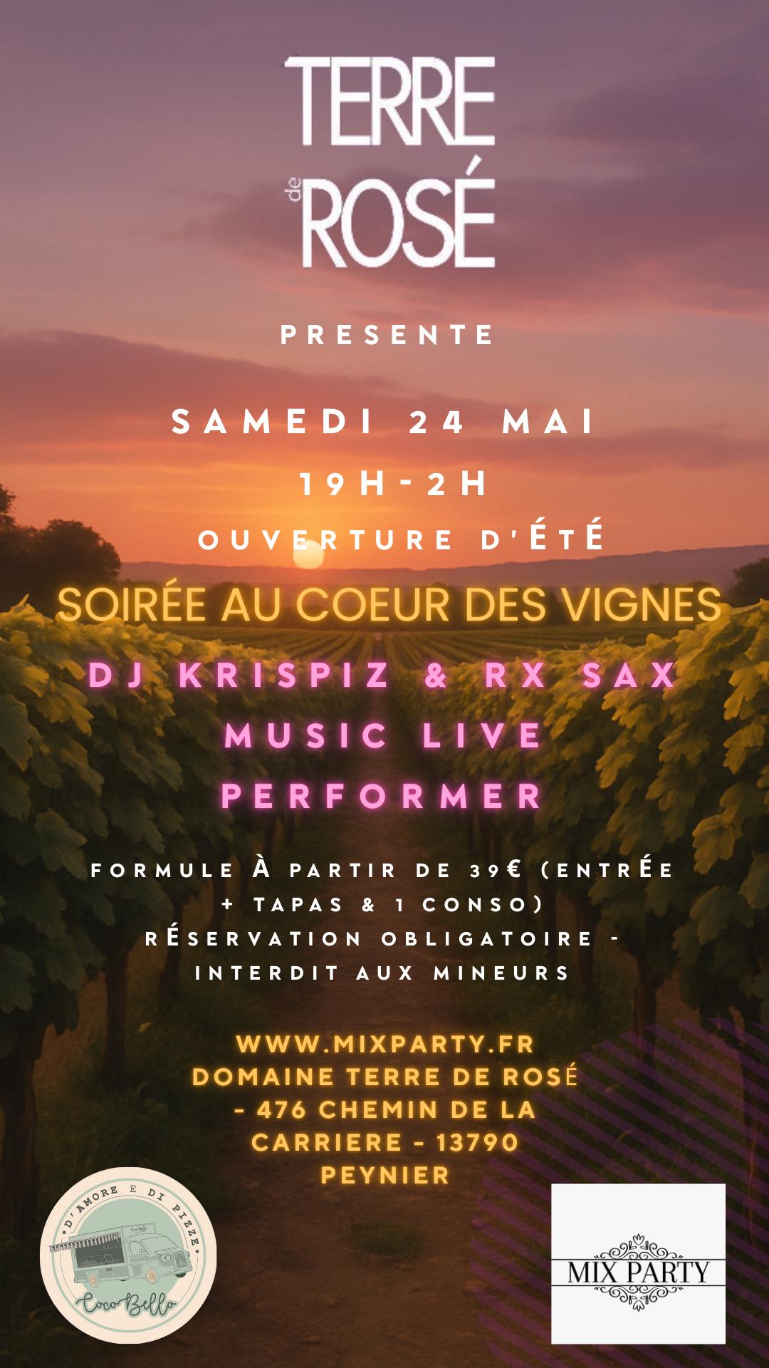 Flyer Soirée Terre de Rosé 24 Mai 2025 - Ouverture d'été